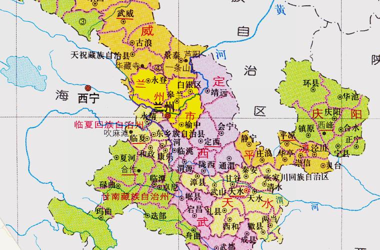 甘肃省地图各县市区图缩略图