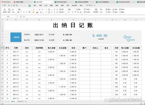 出纳台账模板