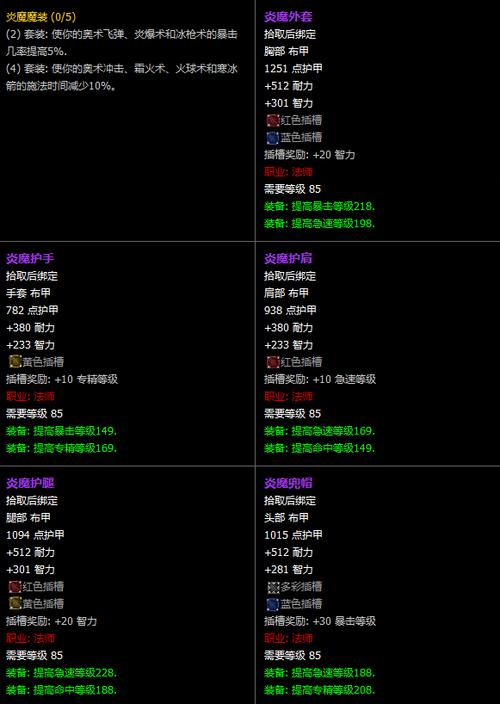 魔兽法师毕业装备选择