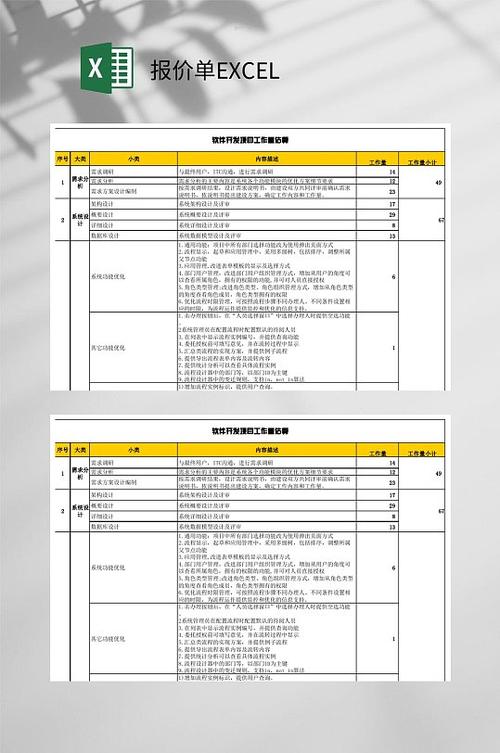 软件项目报价明细表光环加速版