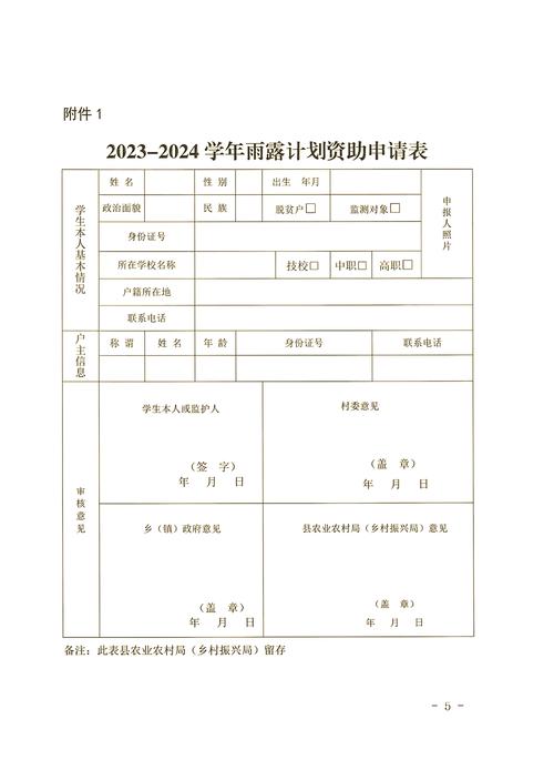 雨露计划申请表缩略图