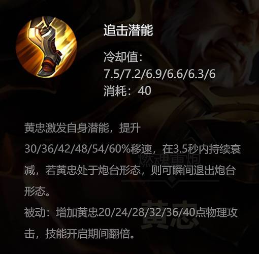 王者荣耀黄忠技巧二技能和大招攻略图标